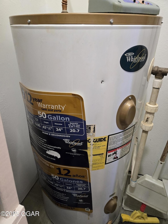 room details featuring electric water heater