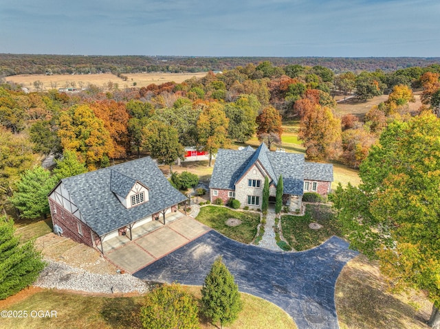 bird's eye view with a forest view