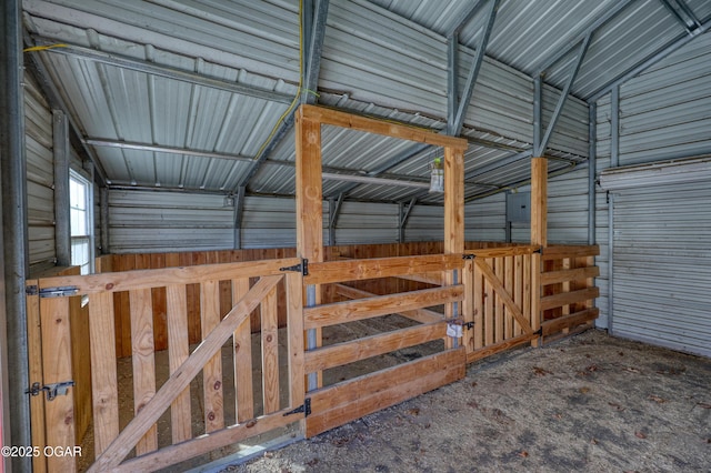 view of stable with electric panel