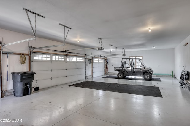 garage with a garage door opener