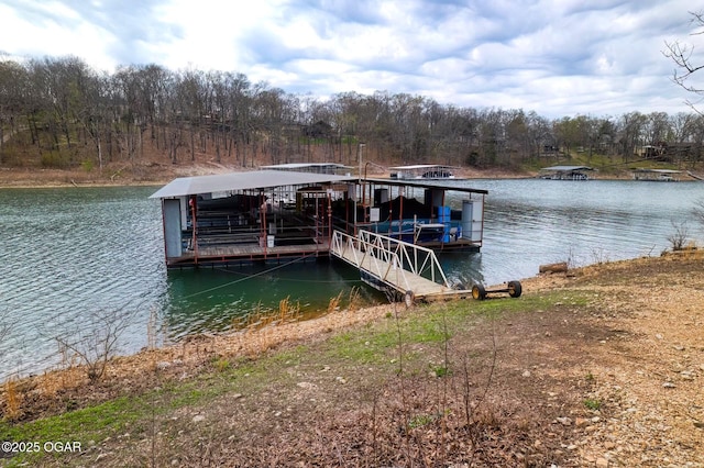 view of dock featuring a water view