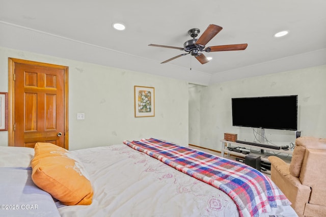 4427 Edgewood Cir, Loma Linda, MO 64804 - bedroom featuring ceiling fan and recessed lighting