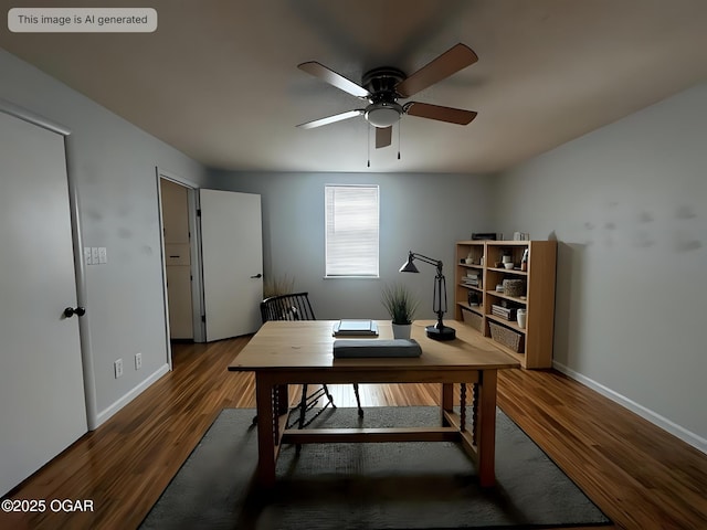 1515 S Missouri Ave, Joplin, MO 64804 - office space with baseboards, wood finished floors, and a ceiling fan