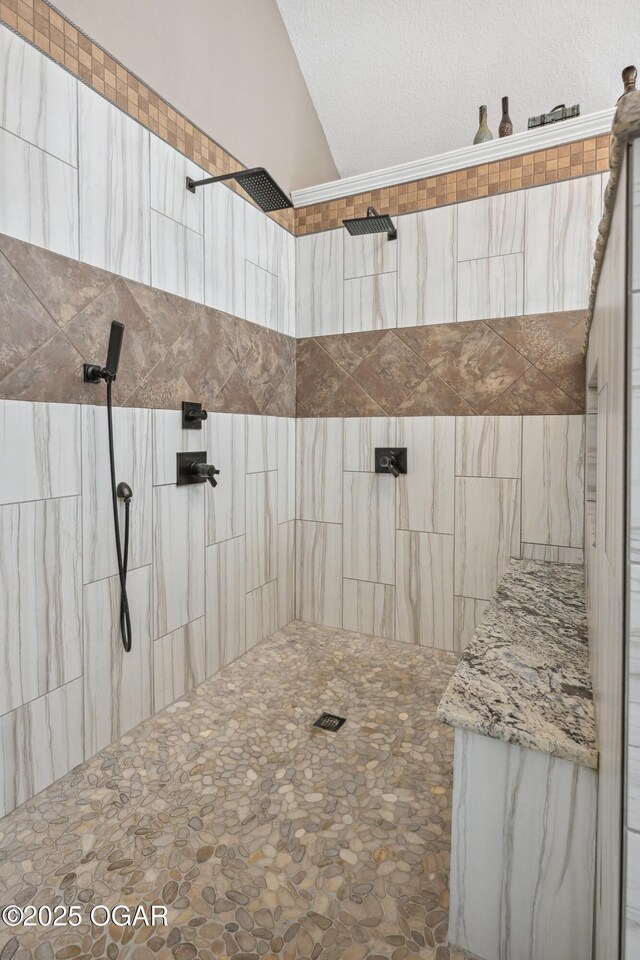 1624 Liam St, Carthage, MO 64836 - full bath with a tile shower and lofted ceiling