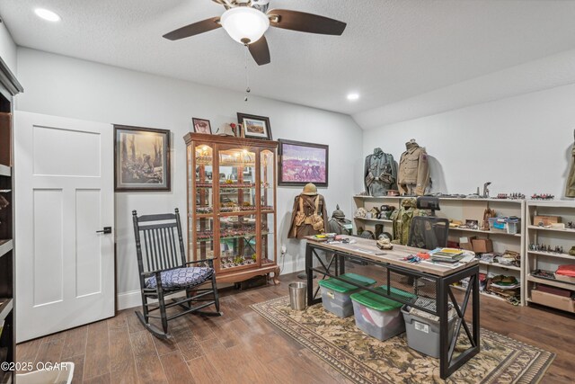 1624 Liam St, Carthage, MO 64836 - office space with recessed lighting, a ceiling fan, and wood finished floors