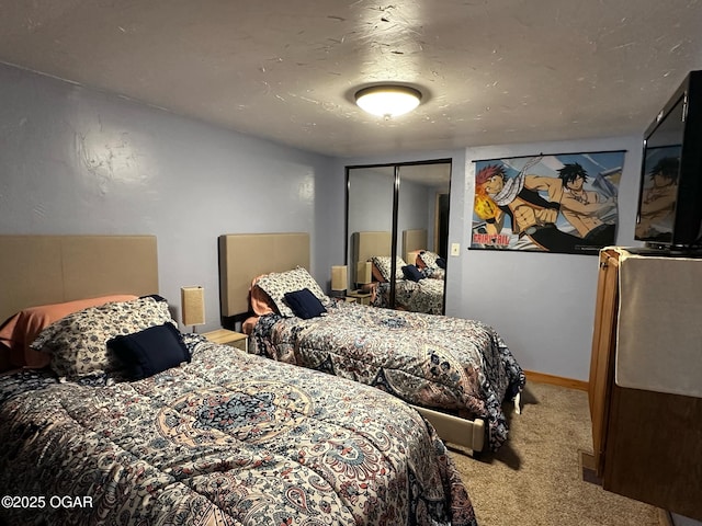 carpeted bedroom with a closet