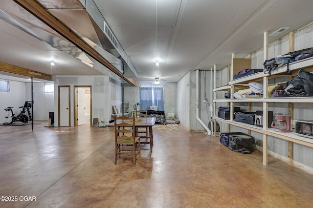 interior space with finished concrete floors and visible vents