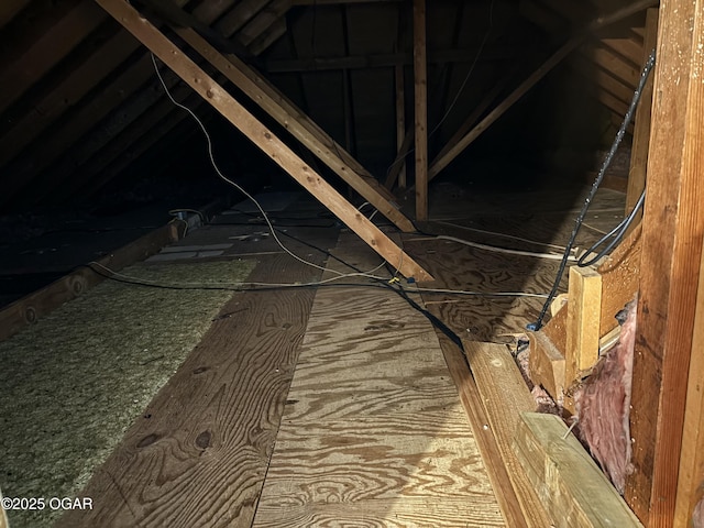 view of unfinished attic