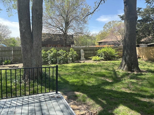 view of yard featuring a fenced backyard