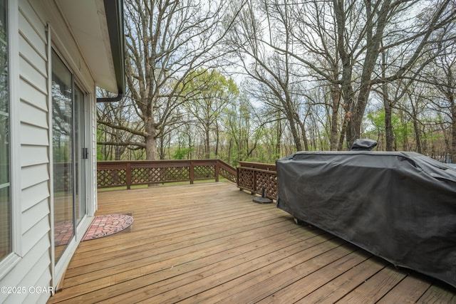 wooden terrace with grilling area