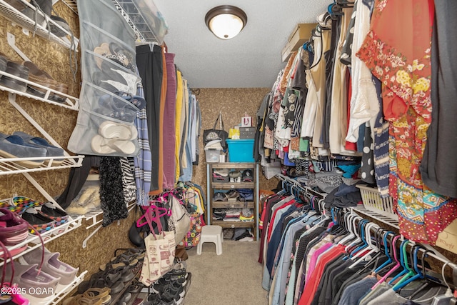 spacious closet with carpet floors