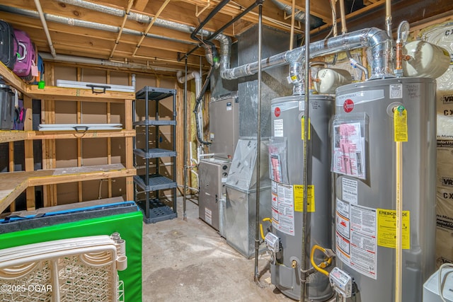 utility room with gas water heater
