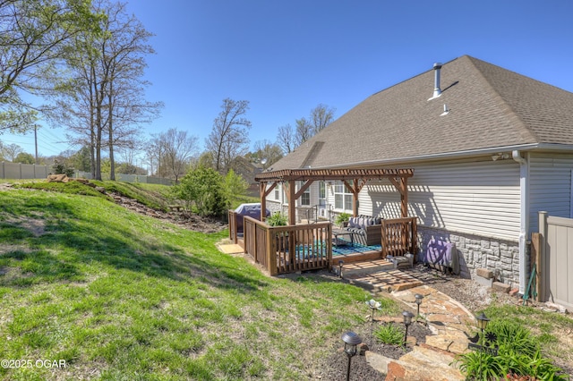 3222 Sunset Dr, Joplin, MO 64804 - view of yard with a pergola and a wooden deck