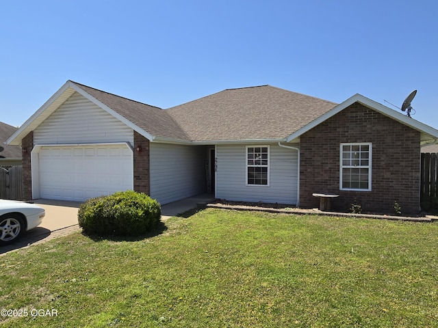 2798 Neosho Heights Ave, Neosho, MO 64850 - ranch-style house featuring brick siding, an attached garage, a front yard, and driveway