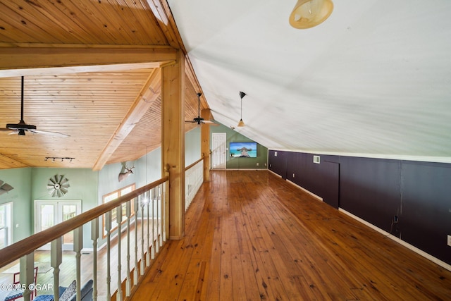 24336 S Hilltop Dr, Afton, OK 74331 - bonus room featuring ceiling fan, vaulted ceiling, and hardwood / wood-style floors
