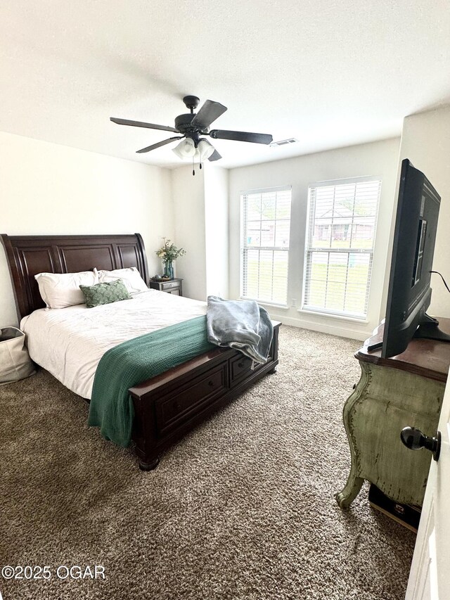 bedroom with carpet flooring and ceiling fan