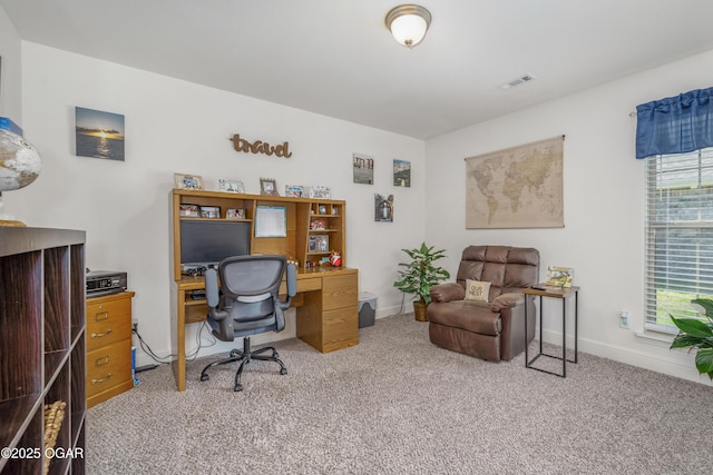 office featuring carpet and baseboards