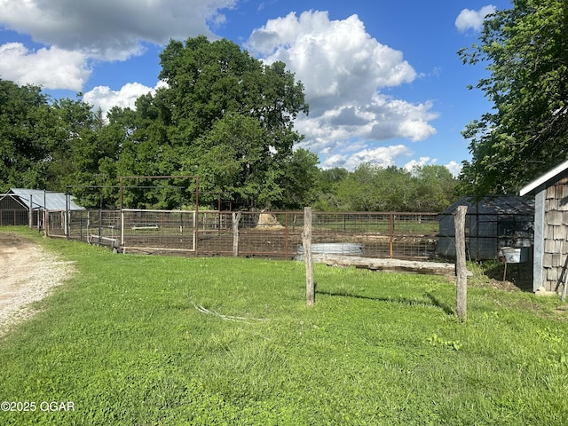 1793 8000th Rd, Oswego, KS 67356 - view of yard with an outdoor structure, fence, and a vegetable garden