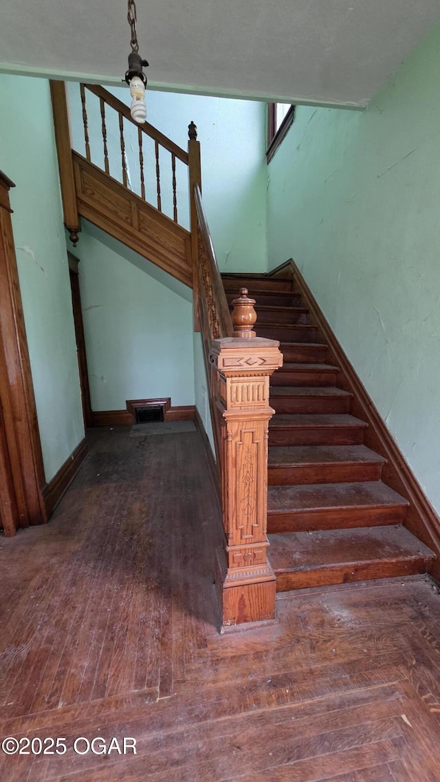 114 S Pennsylvania St, Webb City, MO 64870 - stairway featuring baseboards and wood finished floors