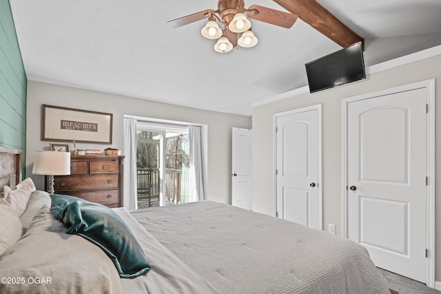 400 Silverwood Ln, Joplin, MO 64801 - bedroom featuring access to exterior, a ceiling fan, and carpet