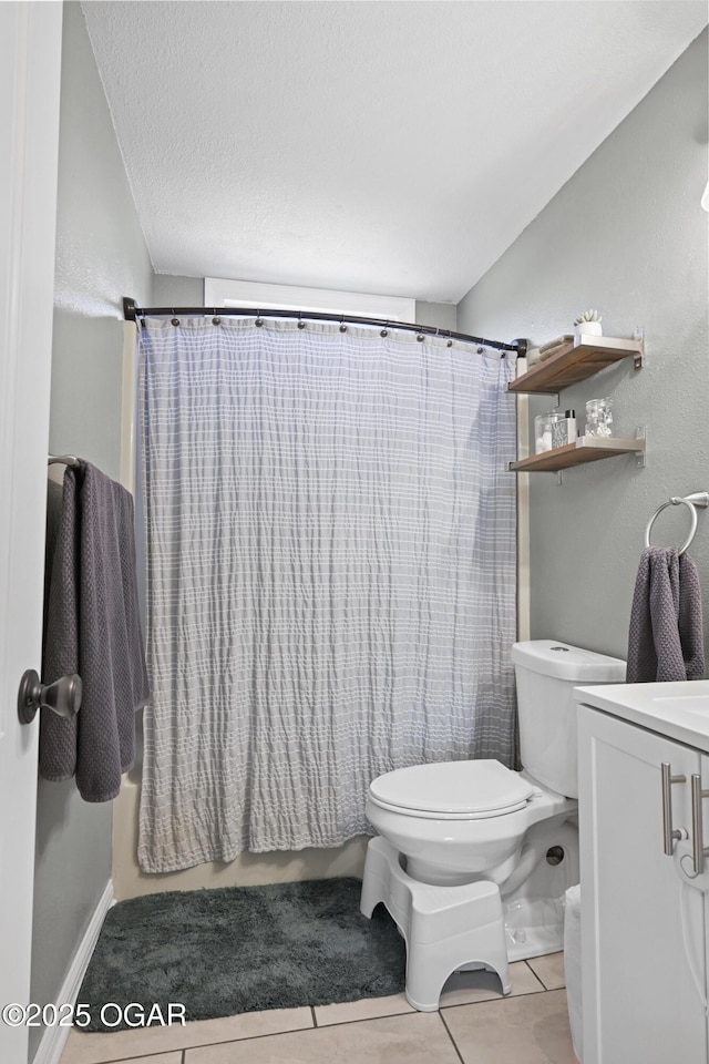 400 Silverwood Ln, Joplin, MO 64801 - bathroom with vanity, toilet, tile patterned flooring, and shower / bathtub combination with curtain