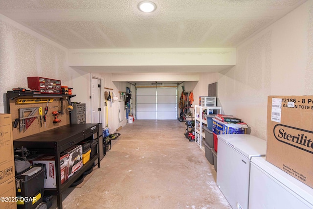 garage featuring fridge