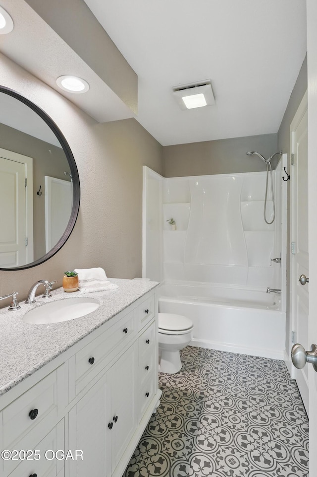 1214 Bramar Dr, Joplin, MO 64804 - bathroom featuring shower / bathtub combination, vanity, and toilet