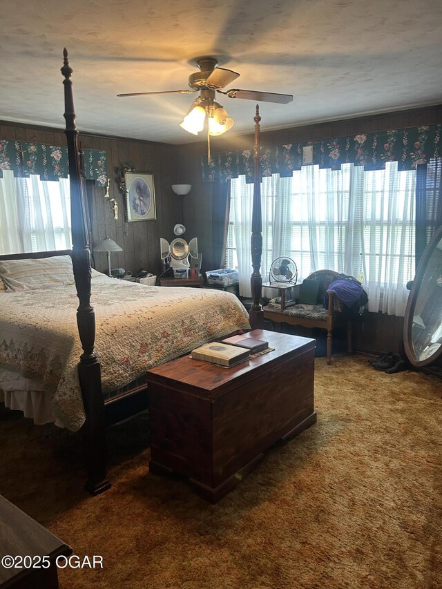 bedroom with carpet flooring and ceiling fan