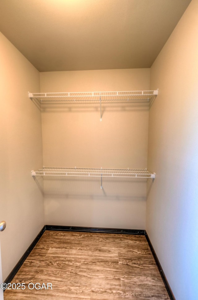 spacious closet with wood finished floors
