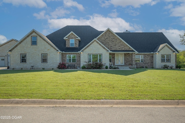 8740 County Road 241, Webb City, MO 64870 - view of front facade with stone siding and a front lawn