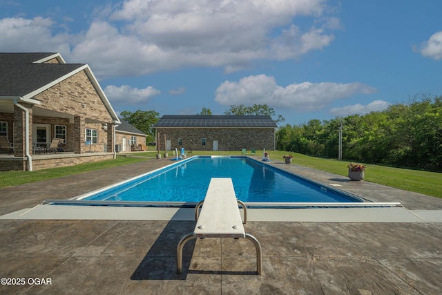 8740 County Road 241, Webb City, MO 64870 - swimming pool with a patio, a diving board, and a lawn
