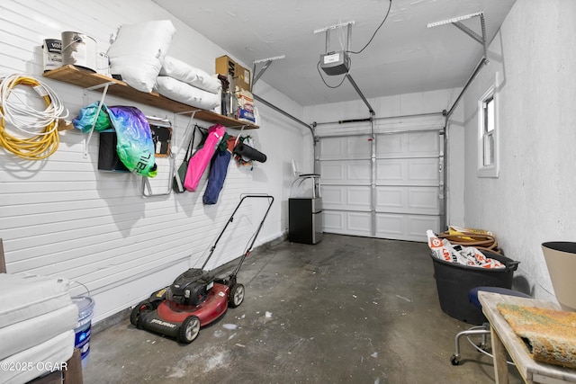 garage with a garage door opener