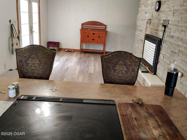 6468 Dogwood Rd, Reeds, MO 64859 - living area featuring a fireplace and wood finished floors