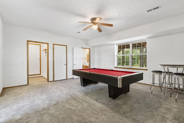 9969 Lawrence Unit 2222, Monett, MO 65708 - recreation room with carpet, a ceiling fan, billiards table, and baseboards