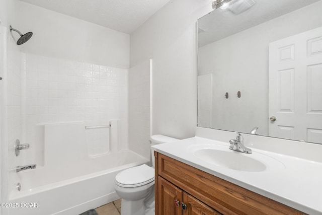 9969 Lawrence Unit 2222, Monett, MO 65708 - bathroom featuring toilet, vanity, bathing tub / shower combination, and tile patterned flooring
