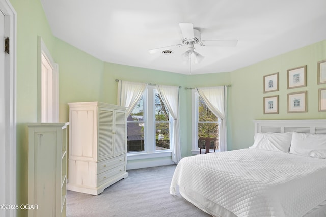 bedroom with carpet flooring and ceiling fan