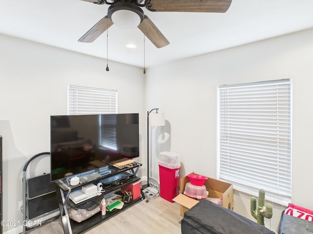 720 Chestnut Ave, Joplin, MO 64801 - living room with wood finished floors and a ceiling fan