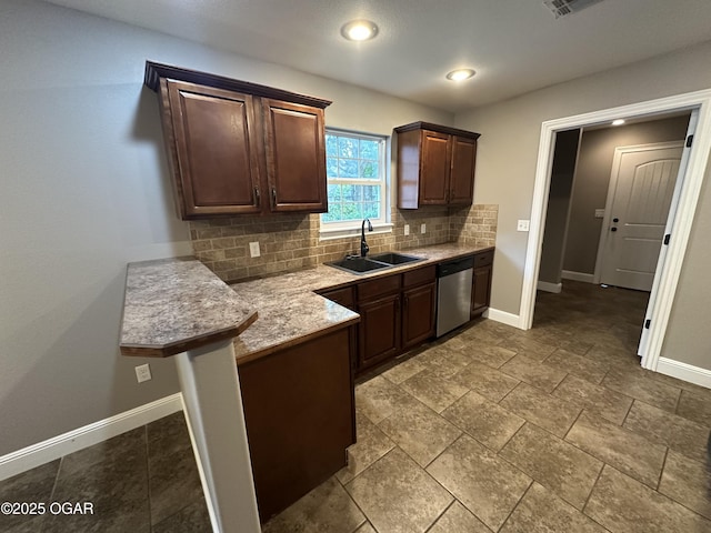 216 N Connor Ave, Joplin, MO 64801 - kitchen with a sink, dishwasher, baseboards, backsplash, and recessed lighting