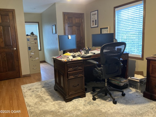 office featuring light wood-style flooring