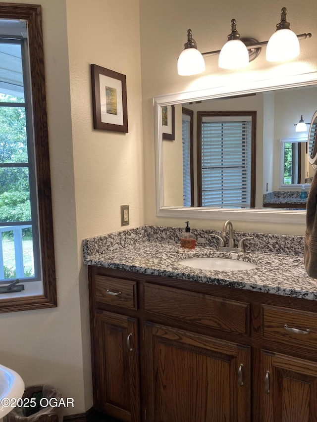 bathroom with plenty of natural light and vanity