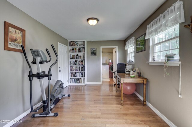 1912 N Duquesne Rd, Joplin, MO 64801 - office space featuring light wood-type flooring, separate washer and dryer, baseboards, and built in features