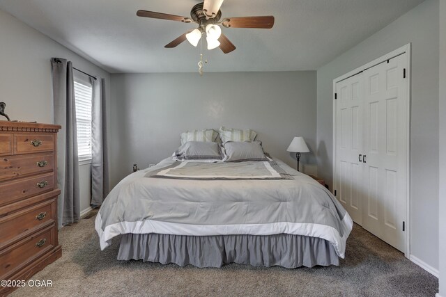 1912 N Duquesne Rd, Joplin, MO 64801 - bedroom featuring light colored carpet, ceiling fan, a closet, and baseboards