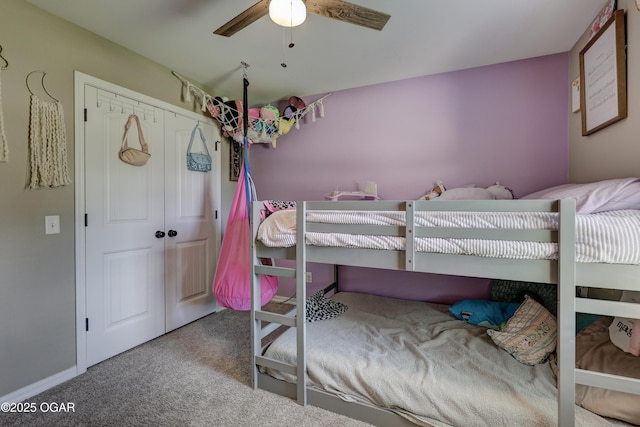 2615 E Xenia St, Joplin, MO 64801 - bedroom with carpet floors, ceiling fan, and a closet