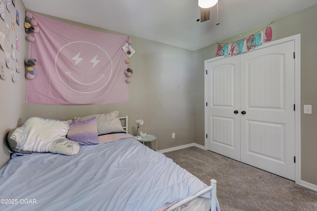 2615 E Xenia St, Joplin, MO 64801 - carpeted bedroom featuring baseboards, a closet, and a ceiling fan