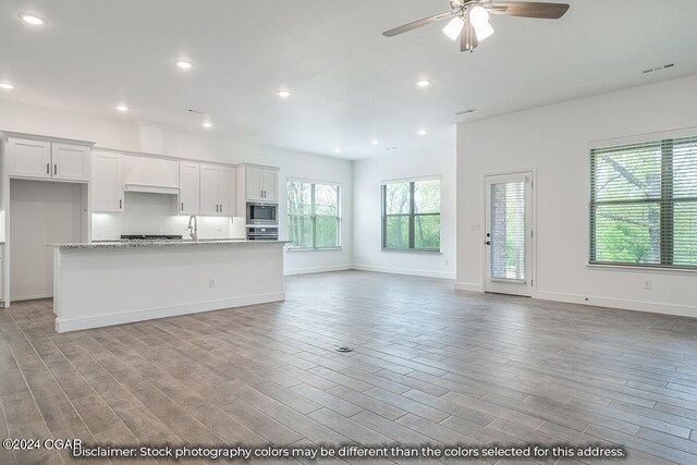 1507 E White Oak St, Joplin, MO 64801 - kitchen featuring stainless steel appliances, open floor plan, a ceiling fan, a sink, and recessed lighting