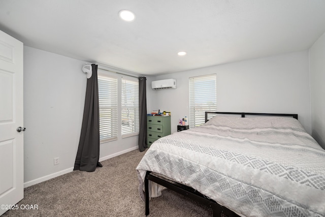 201 S Tom, Webb City, MO 64870 - carpeted bedroom with an AC wall unit, multiple windows, baseboards, and recessed lighting