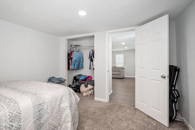 201 S Tom, Webb City, MO 64870 - bedroom with carpet floors, recessed lighting, baseboards, and a closet