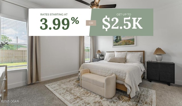 3607 N Mckee Ave, Joplin, MO 64801 - bedroom with carpet flooring and a ceiling fan