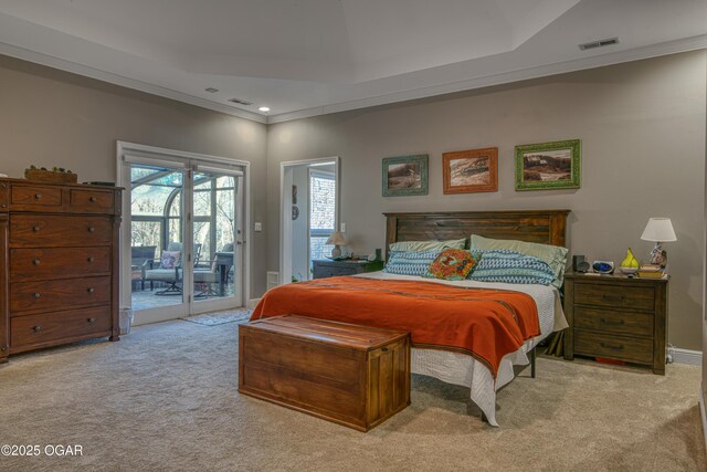 4 Emerald Dr, Joplin, MO 64804 - bedroom featuring carpet flooring, access to outside, crown molding, and recessed lighting