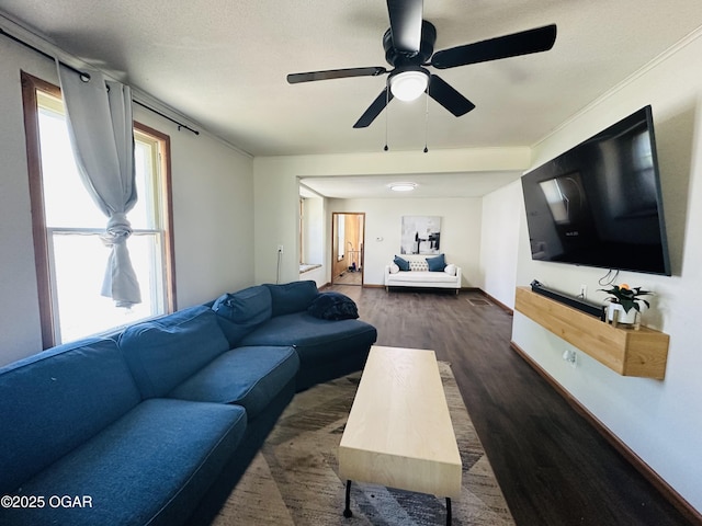1926 S Main St, Carthage, MO 64836 - living room with dark wood-type flooring and a ceiling fan